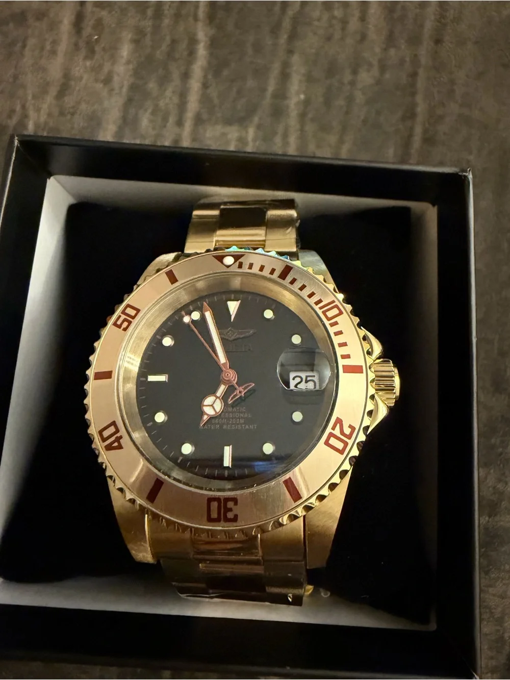Invicta Gold Tone Men's Automatic Diver Watch - Black Dial